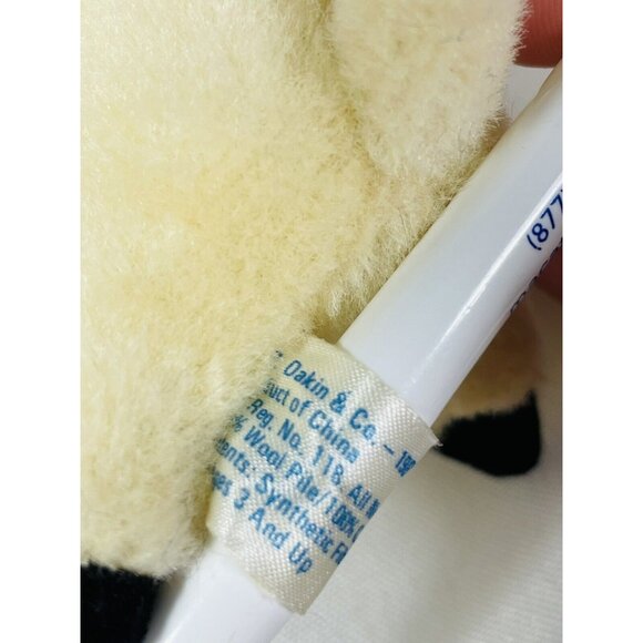 R Dakin Wool Pile Lamb Plush Ornament Sheep With Pink Bow Vintage - Picture 8 of 10